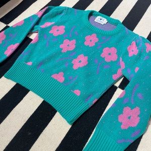 Vintage floral sweater crop 🌸